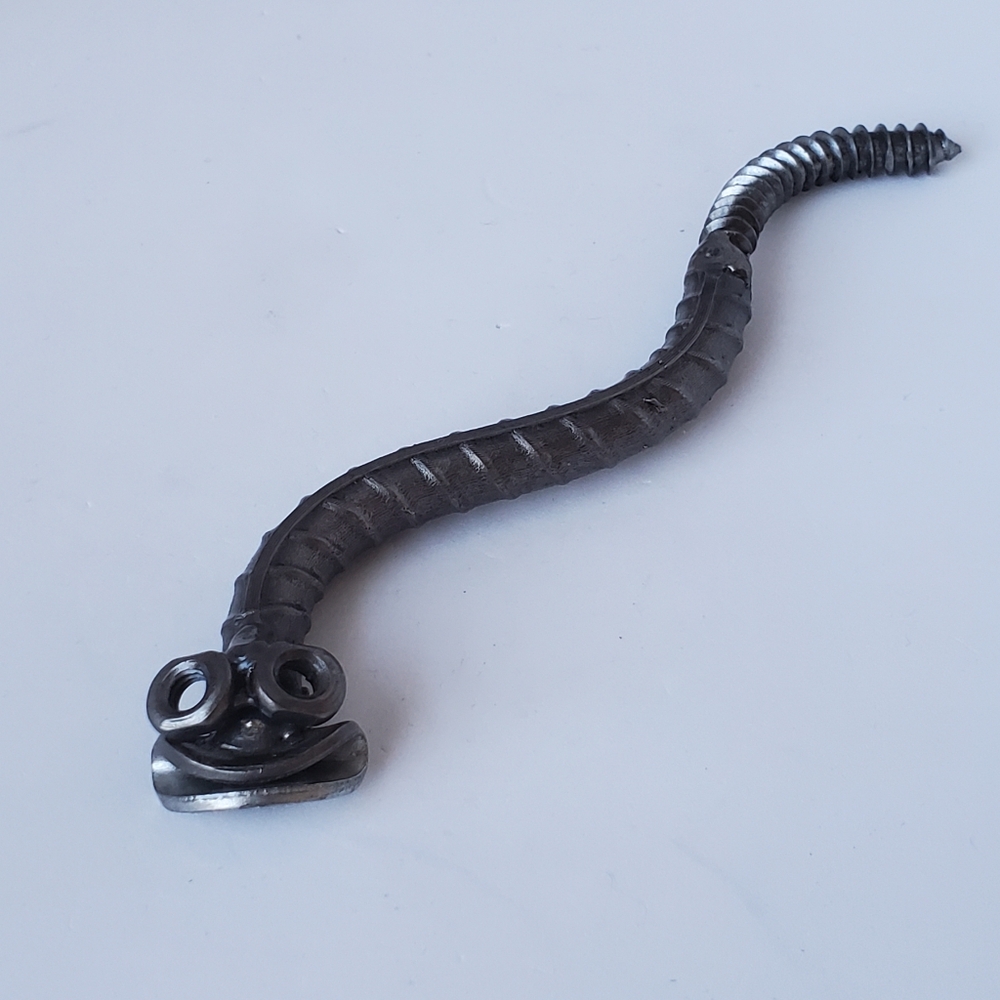 Handmade Metal Snake (or wigglyworm 😉) Welded Rebar, Screw, Washer & Nuts OOAK